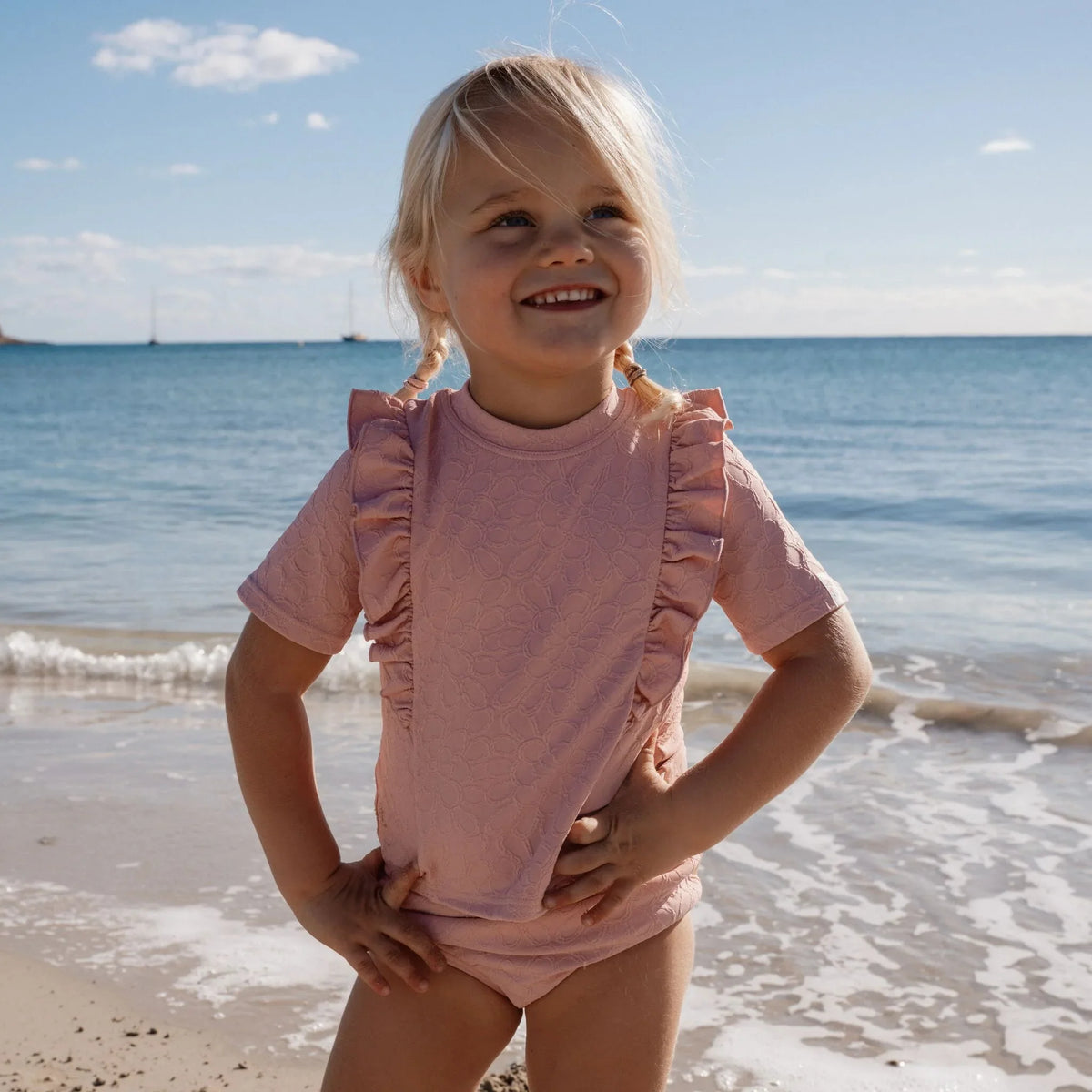 Zwemshirt korte mouw - Roze