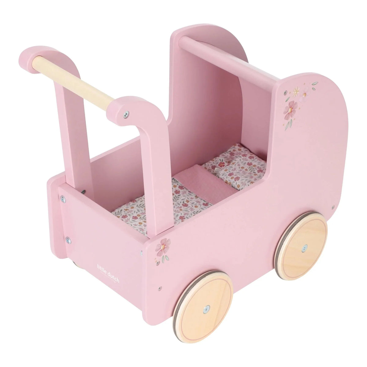 Houten poppenwagen - Roze
