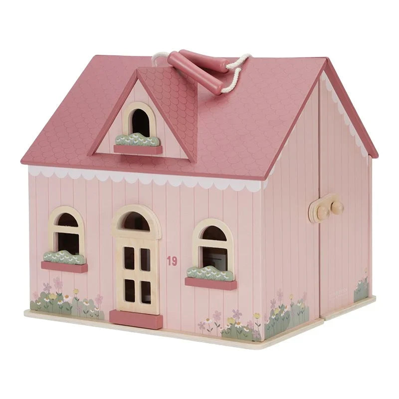 Draagbaar houten poppenhuis