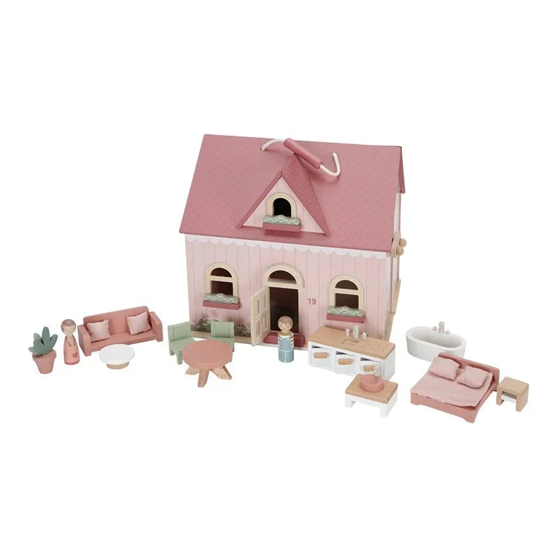 Draagbaar houten poppenhuis