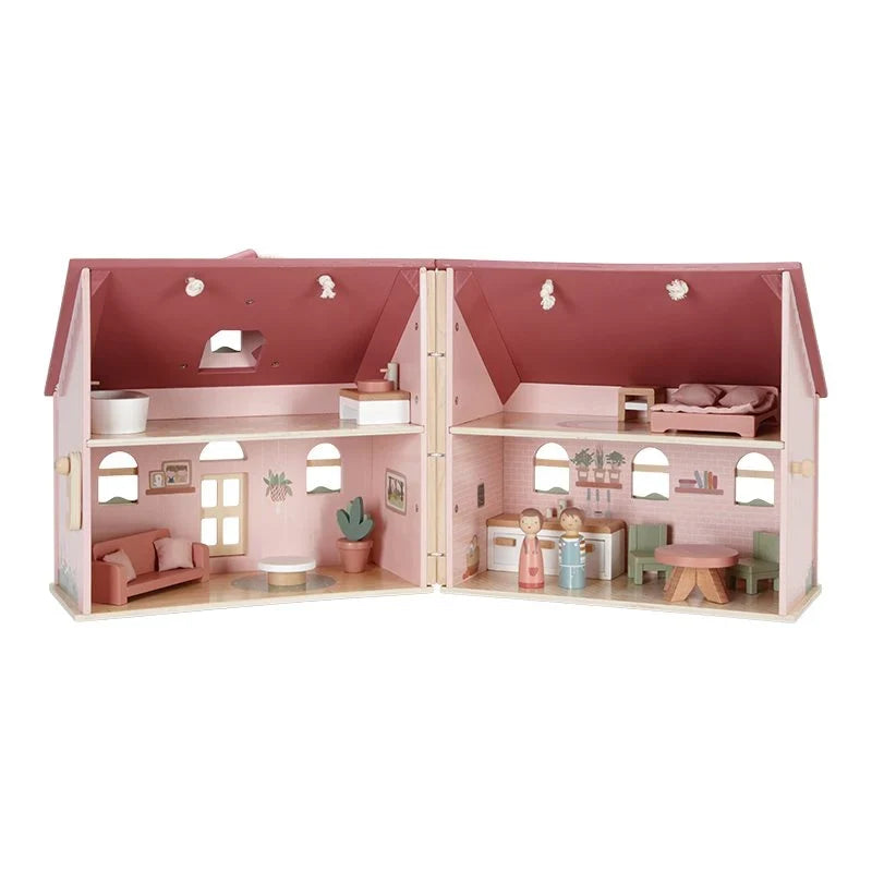 Draagbaar houten poppenhuis