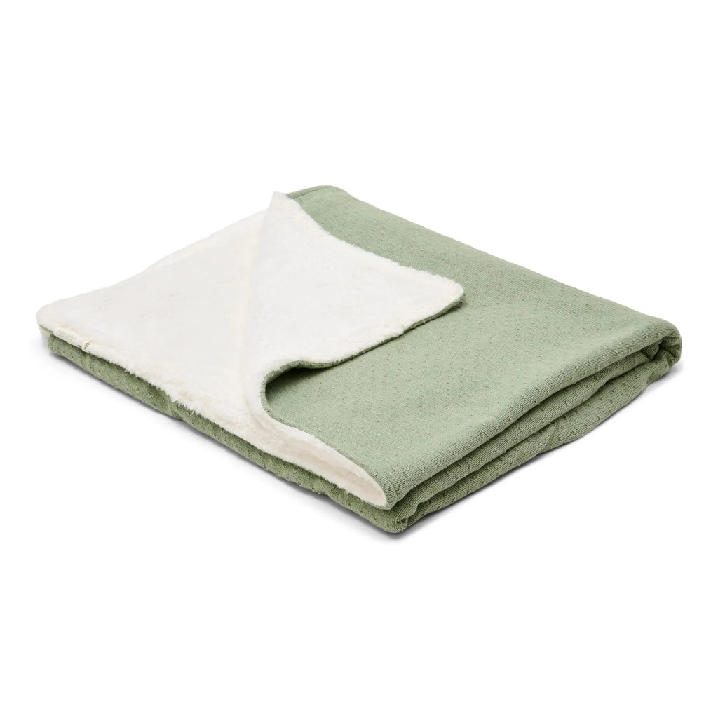 Gebreid ledikantdeken - Fleece – Groen – Essentials