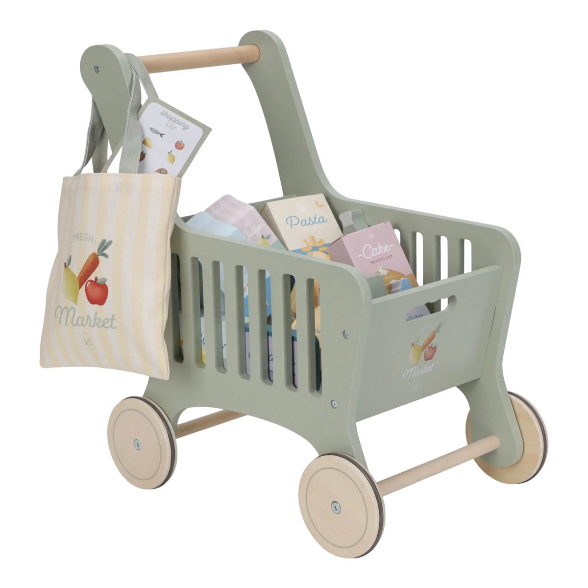 Wooden shopping cart - Green